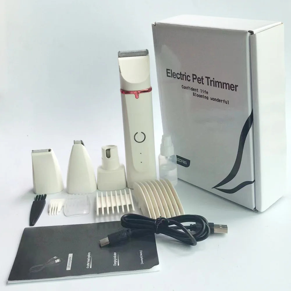 Professional 4-in-1 Electric Pet Grooming Kit: Hair Trimmer, Clippers, and Nail Grinder for Dogs